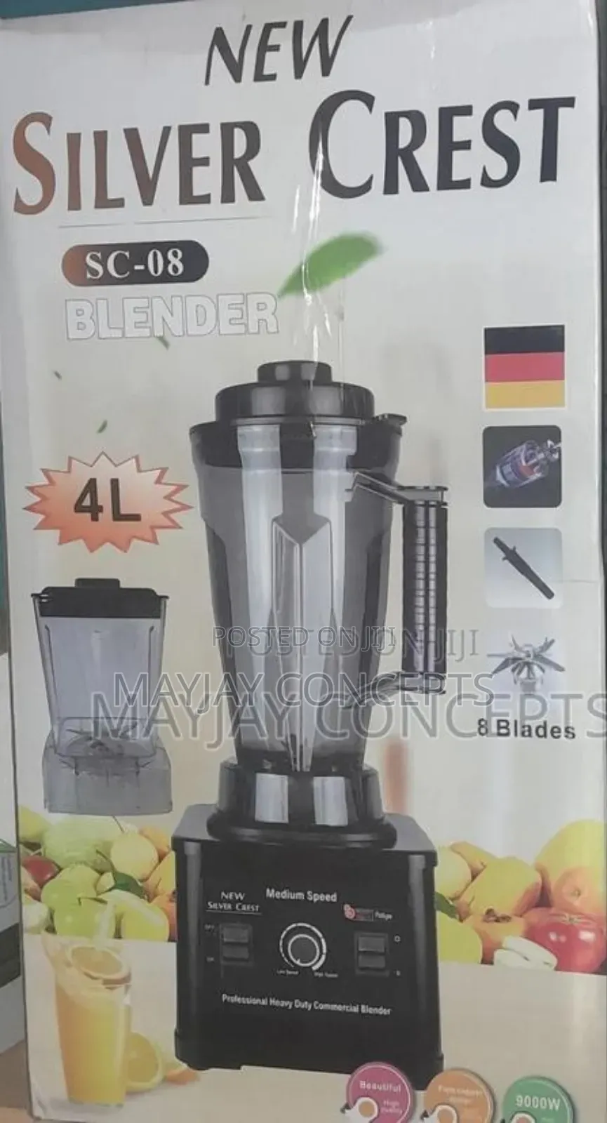 Silver Crest 4L Heavy-Duty Blender and Grinder-9000watts