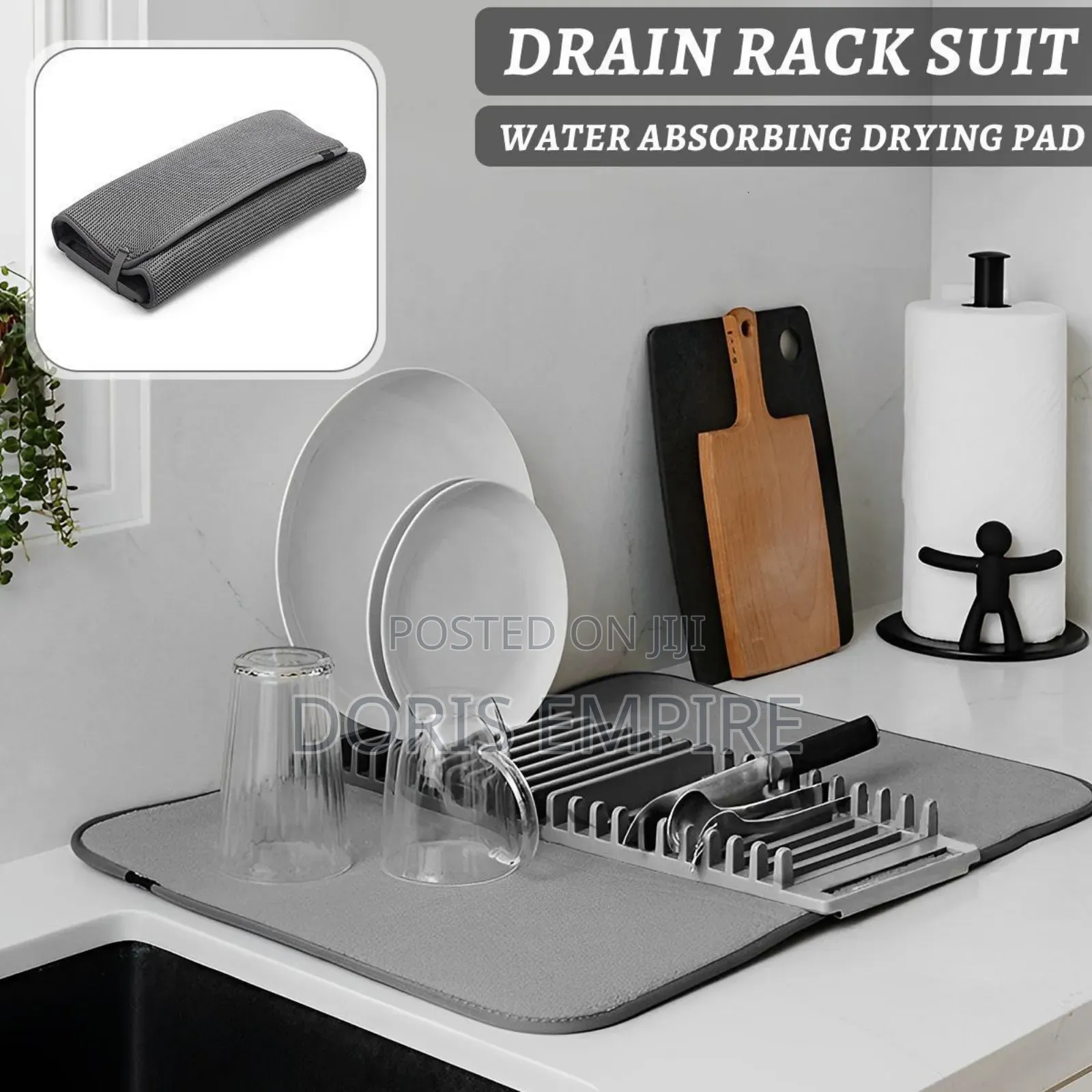 Foldable Water Absorbing Dish Drying Pad With Draining Racks