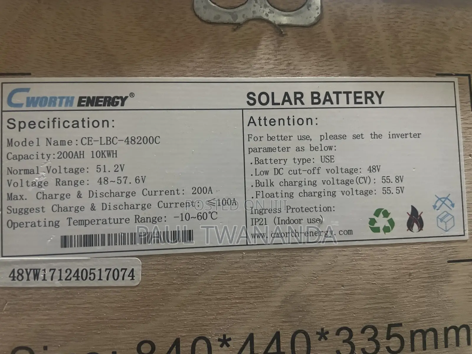 Cworth 10kwh 48v Lithium Ion Battery