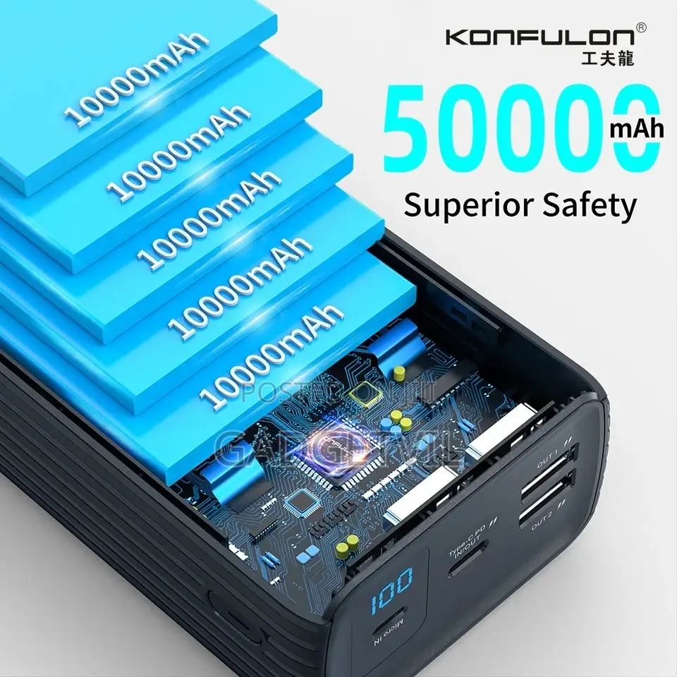 50000mah 22.5W KONFULON Fast Charge Power Bank Real Capacity