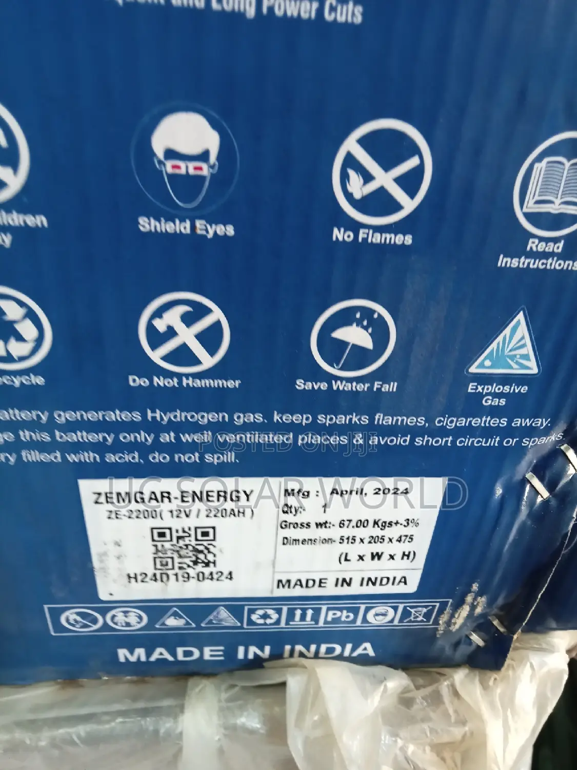 Zemgar Energy 220ah Tall Tubular Battery