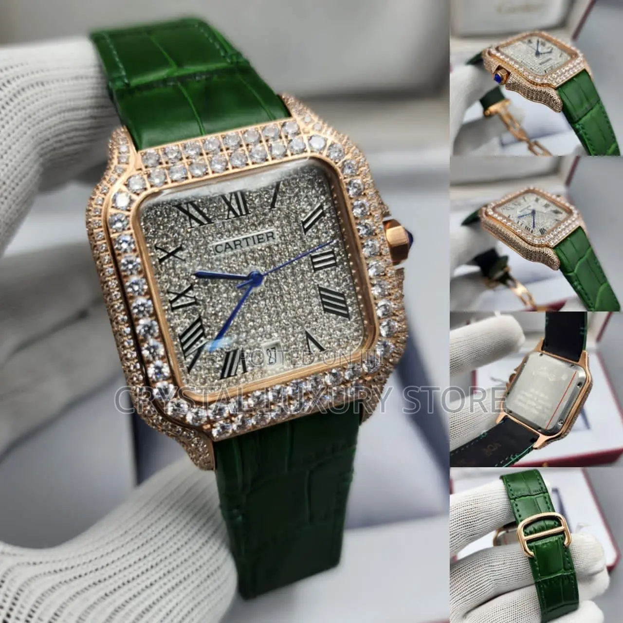 High End Cubic Zirconia Bussdown Cartier Santos Wristwatch