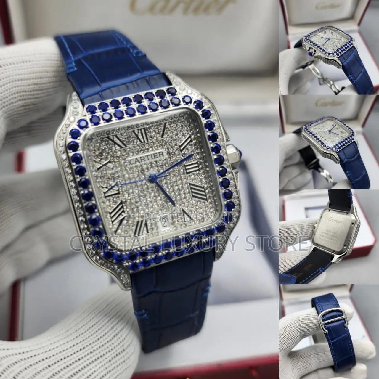 High End Cubic Zirconia Bussdown Cartier Santos Wristwatch