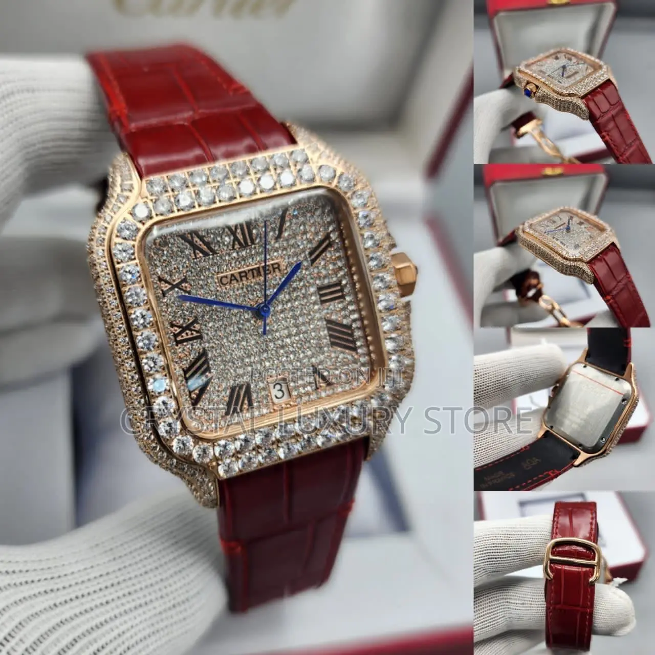 High End Cubic Zirconia Bussdown Cartier Santos Wristwatch