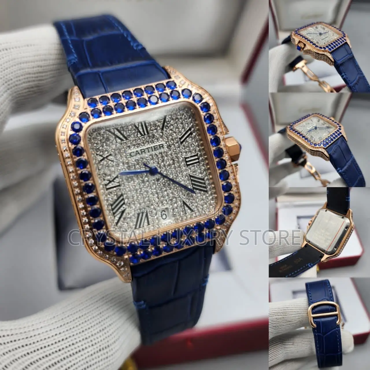 High End Cubic Zirconia Bussdown Cartier Santos Wristwatch