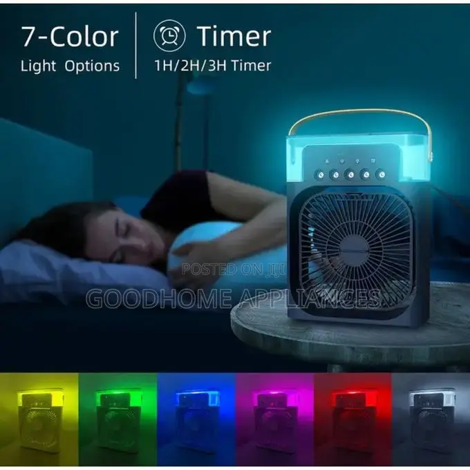 Portable Air Cooler Fan With Humidifier + Led Night Lights