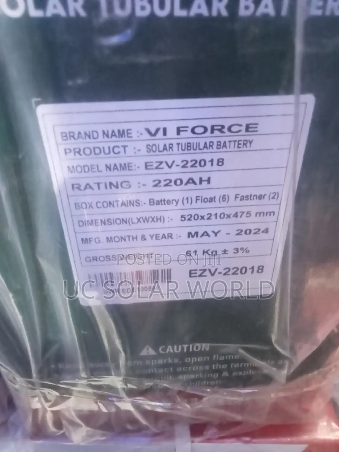 Vi Force 220ah 18v Tall Tubular Battery