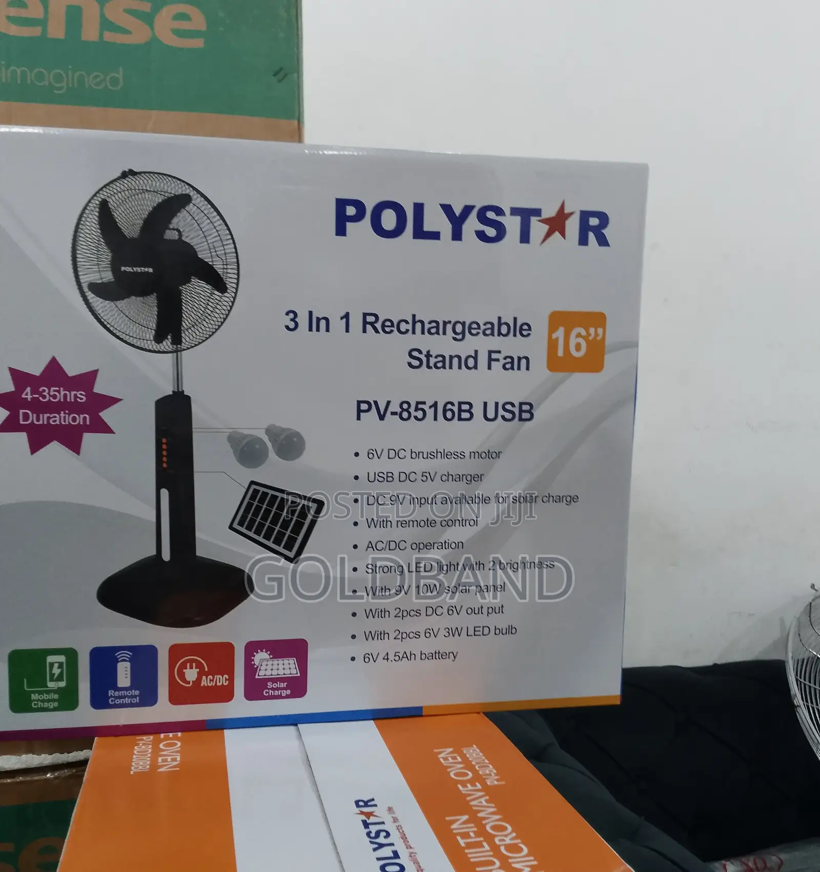 Best Quality 16" Polystar Rechargeable Standing Fan Pv-8516b