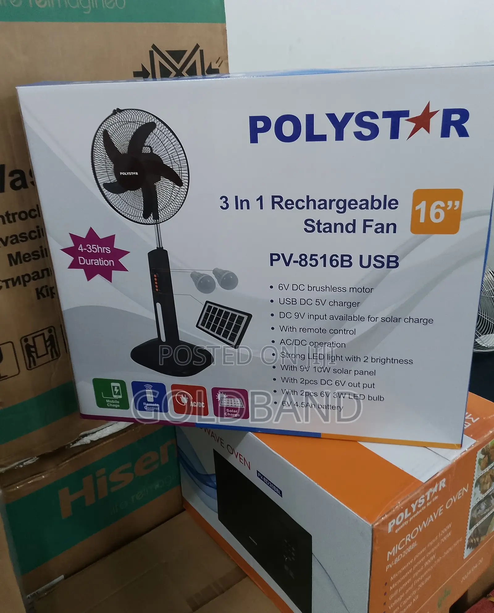 Most Reliable 3in1 16" Polystar Rechargeable Standing Fan