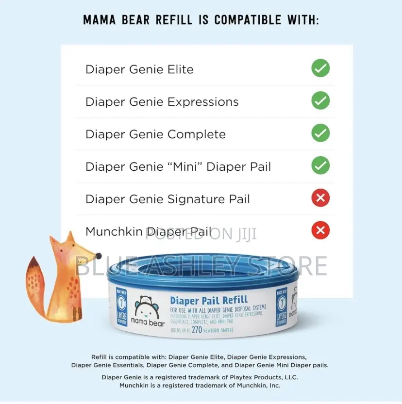 Mama Bear Diaper Pail Refills for Genie Pails 8 Packs of 270