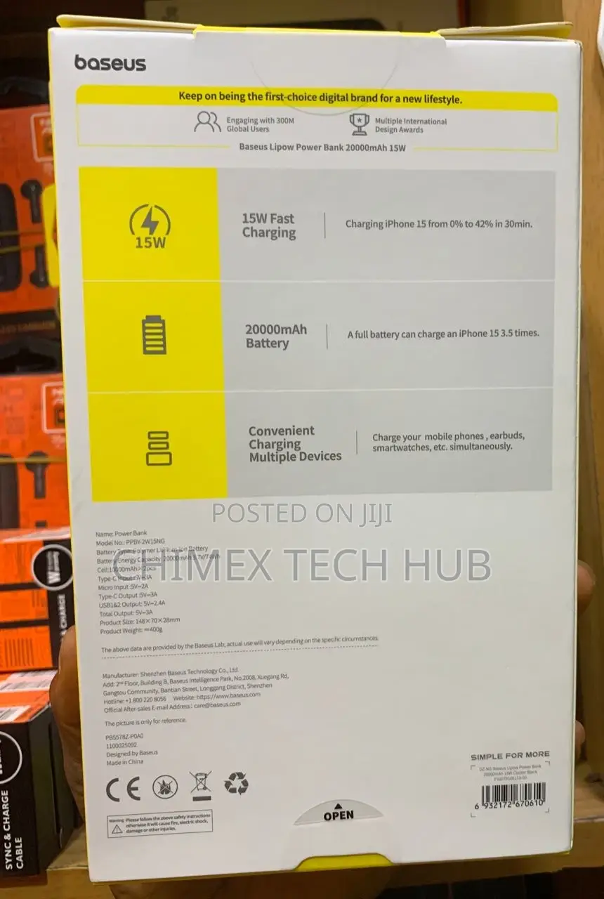 Baseus Lipow Power Bank 20000mah 15w