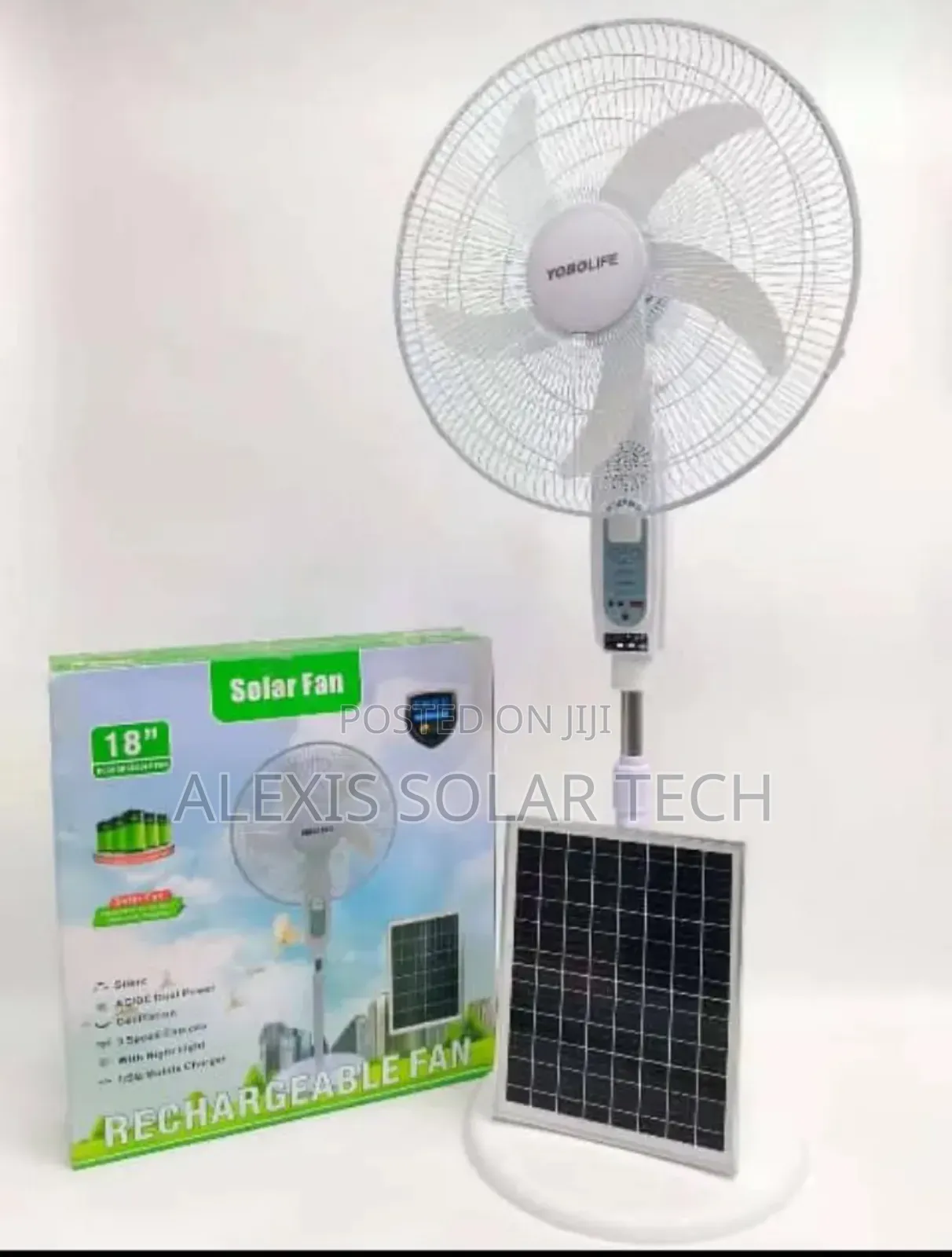 18 Inches Rechargeable Solar Fan