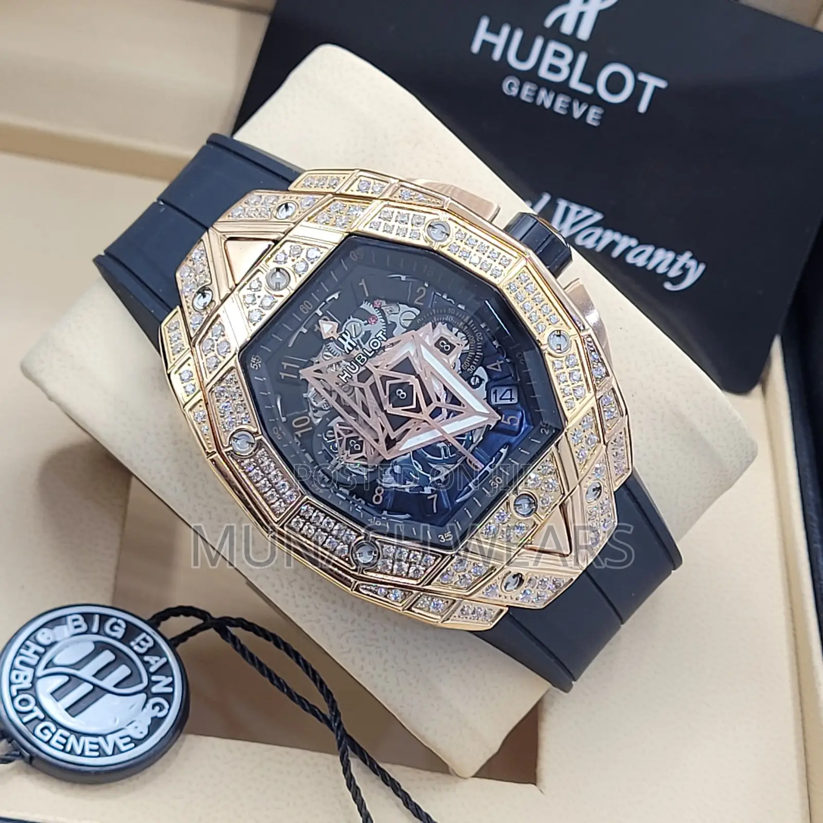 Original Hublot Crystal Water Resistant Chronograph