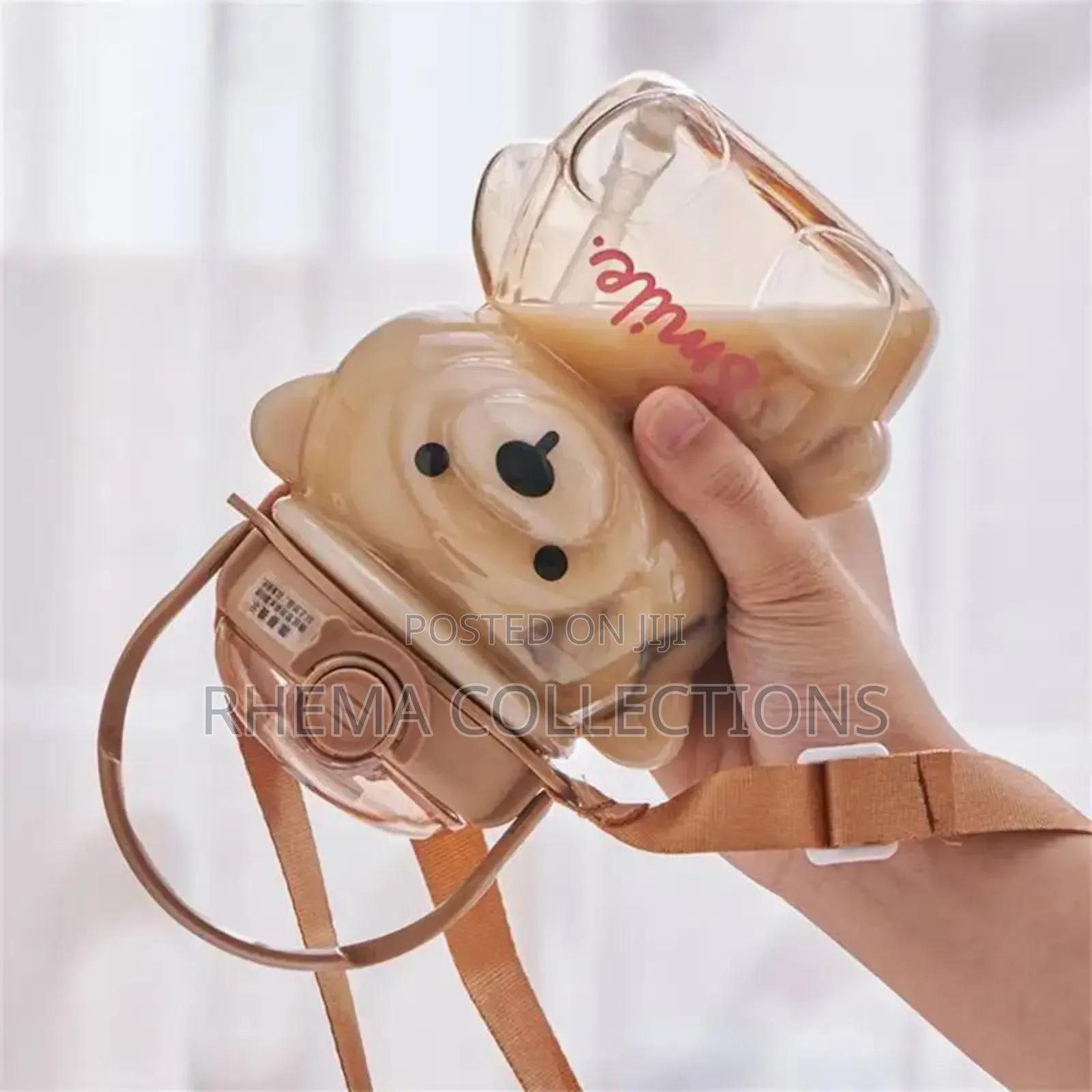 1000ml/1litre Bear Water Bottle With Straw