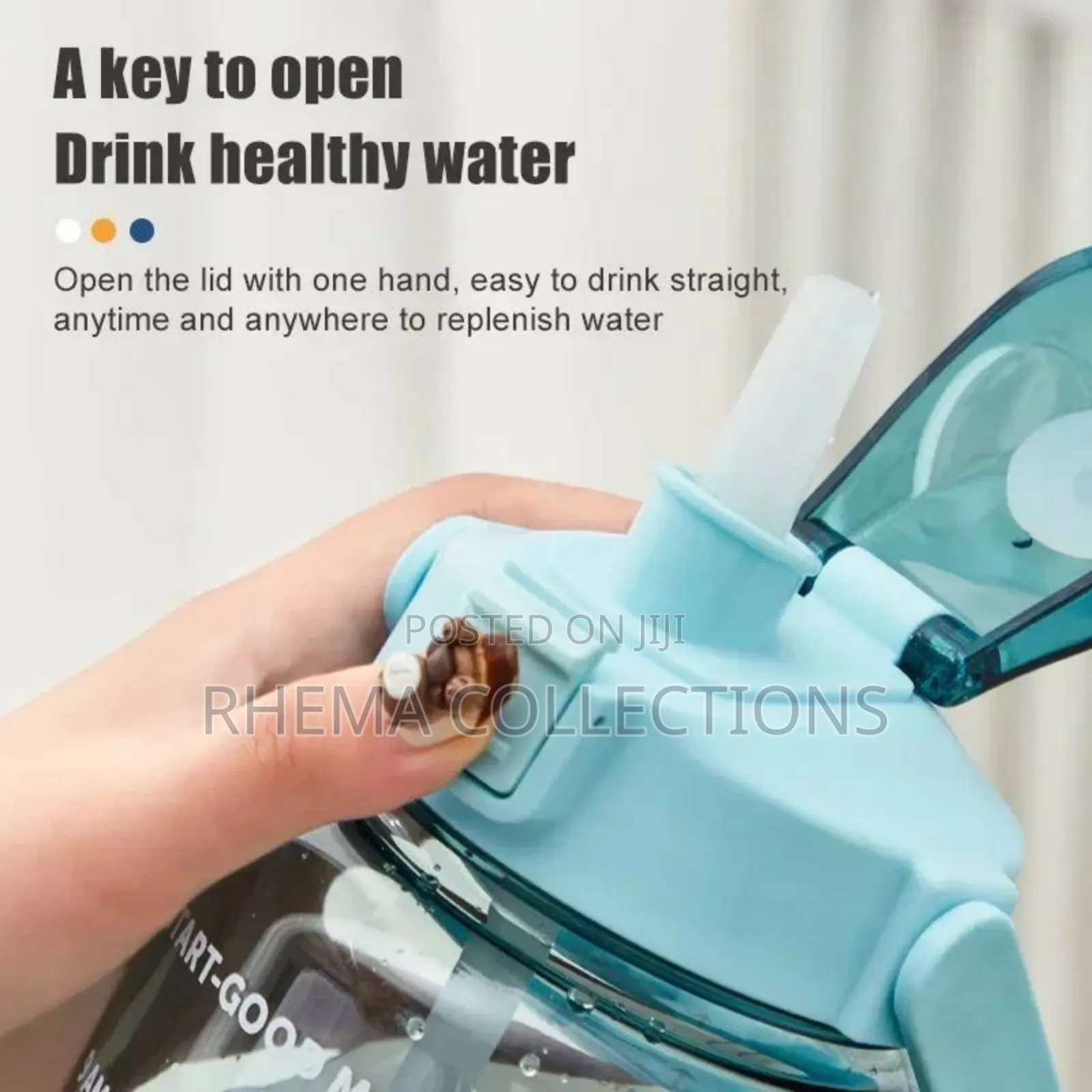 2000ml/2l Motivational Water Bottle With Straw
