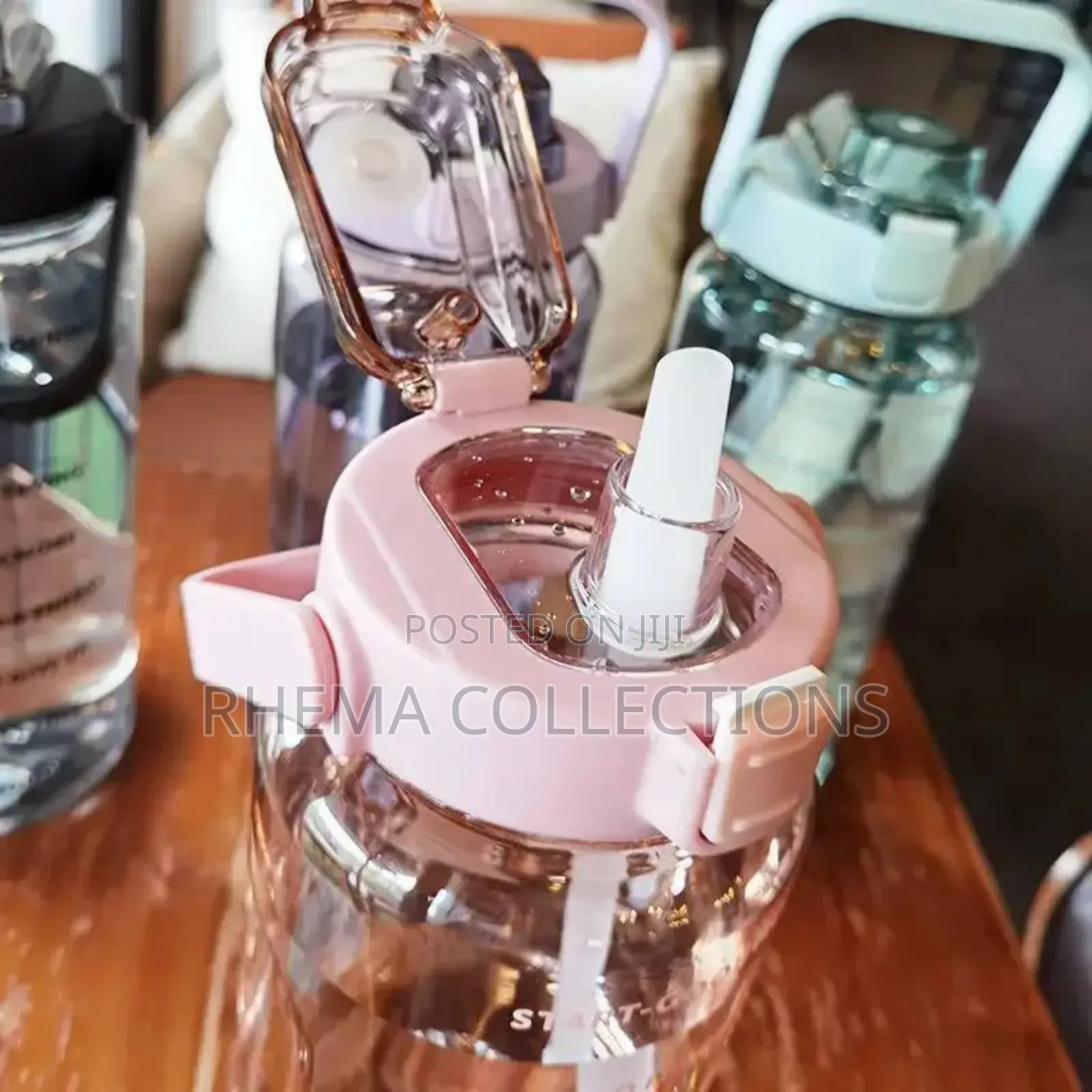 2000ml/2l Motivational Water Bottle With Straw
