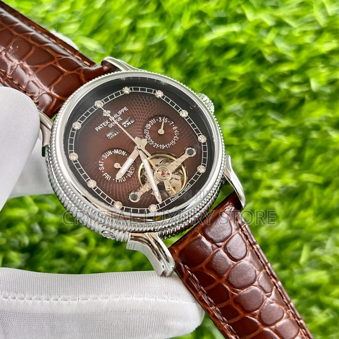 Patek Philippe Quality Luxury Genuine Leather Men Wristwatch