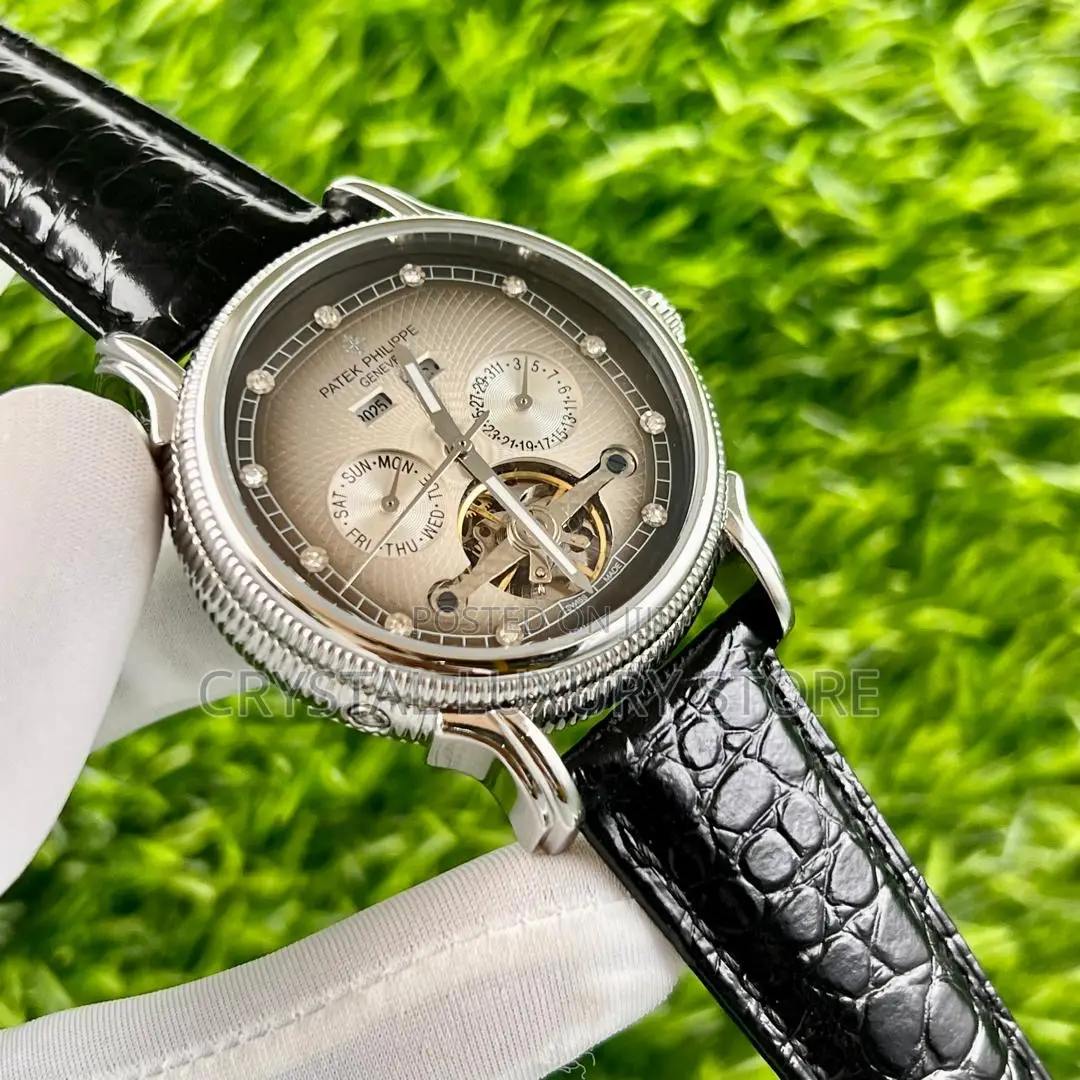 Patek Philippe Quality Luxury Genuine Leather Men Wristwatch