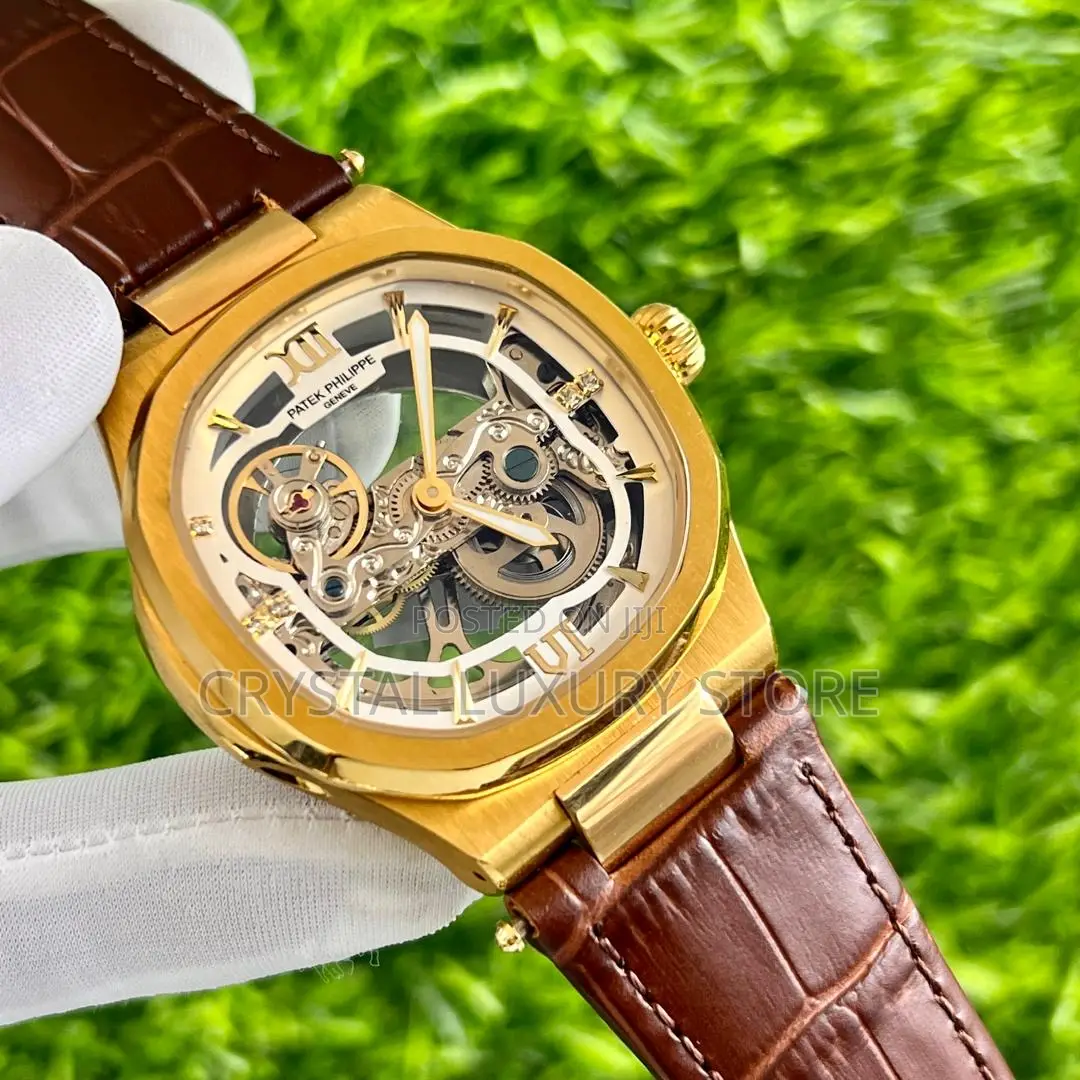 Patek Philippe Quality Luxury Men Genuine Leather Wristwatch