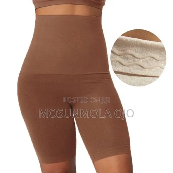 Plus-size High Waist Shapewear Tight Pants - Brown