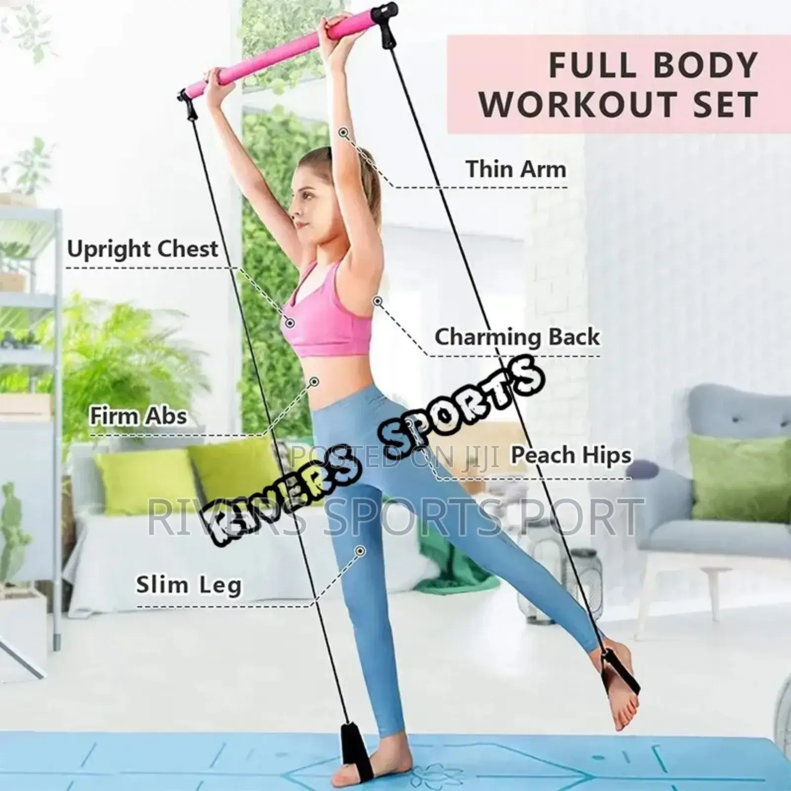 Portable Studio Pilate Yoga Resistance Band Training Gym Bar