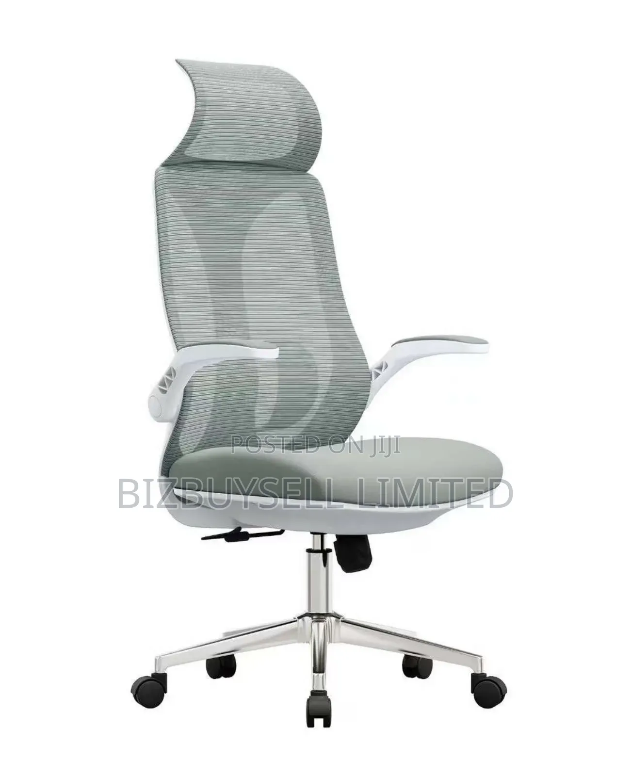 Executive Ergonomic Swivel Chair With Headrest Folding Arms.