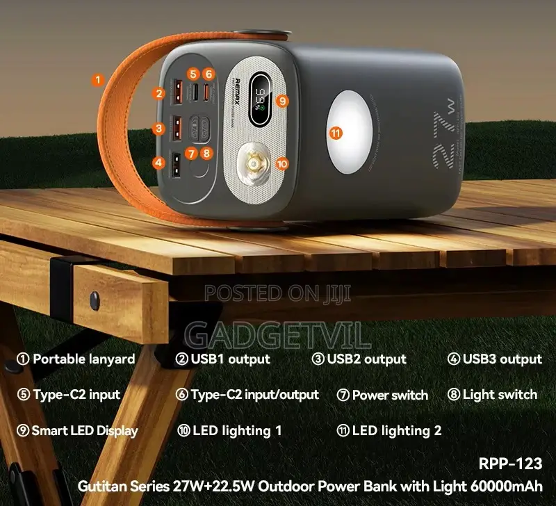 REMAX 60000mah 27W+22.5W Portable Outdoor Power Bank