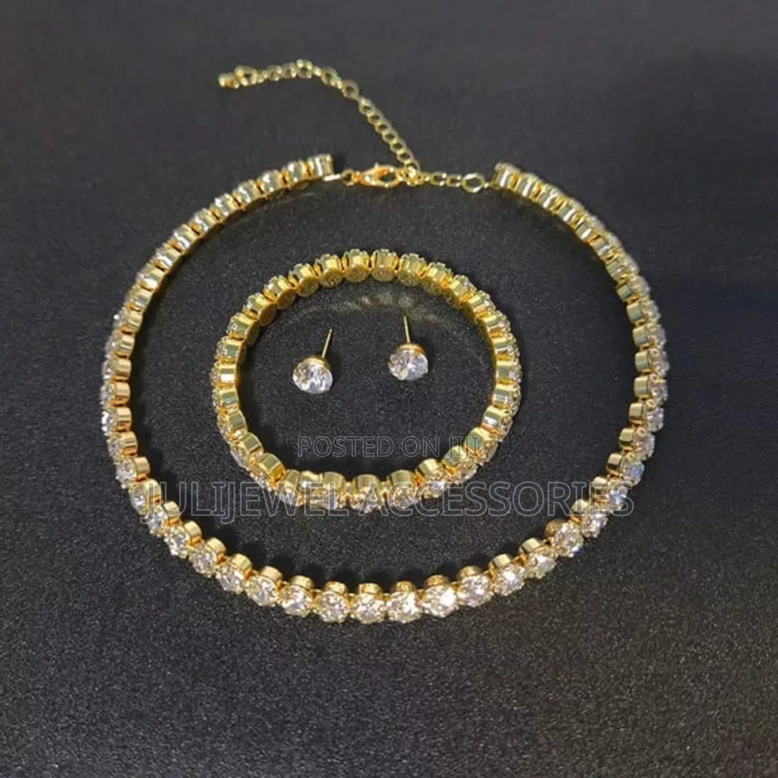 Tennis Necklace, Earrings and Bangle Set