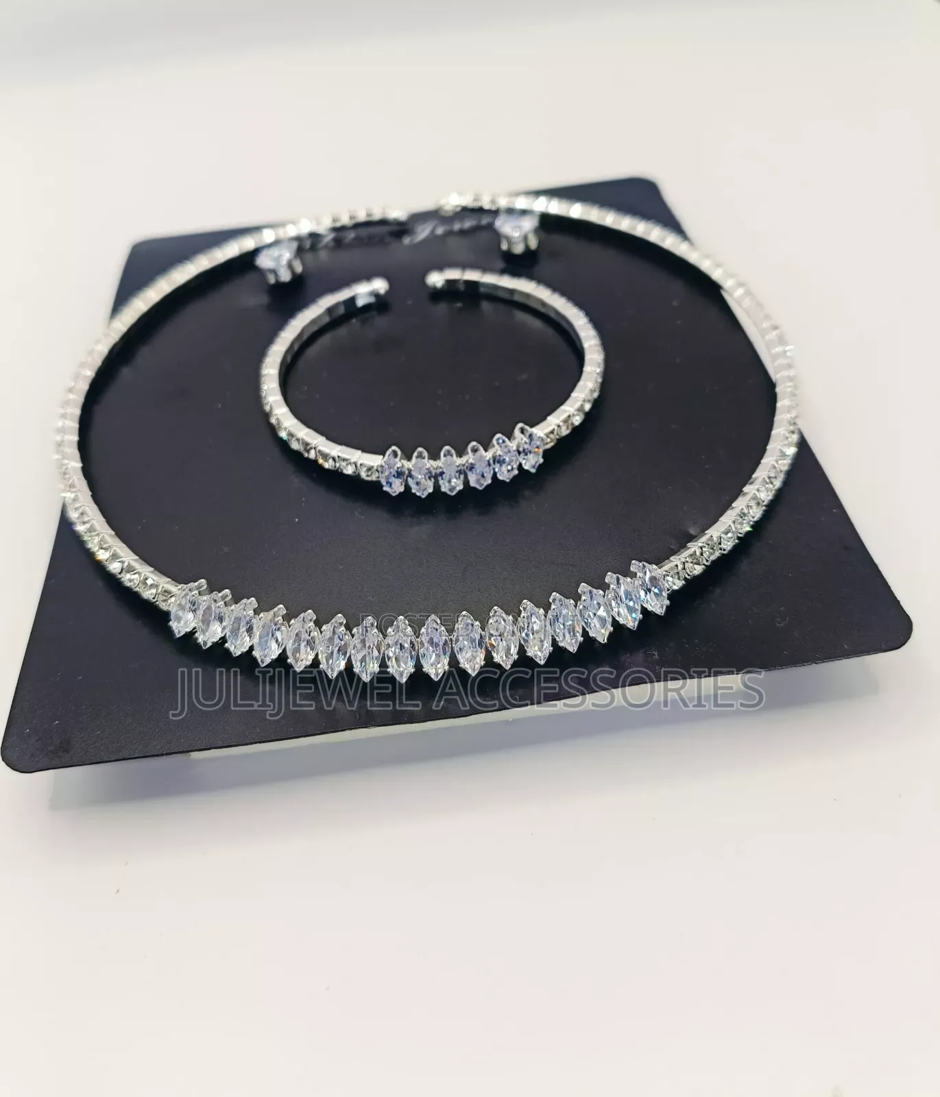 Tennis Necklace, Earrings and Bangle Set