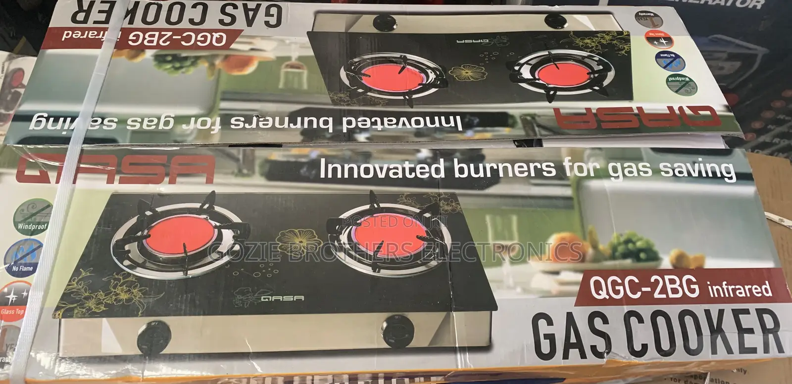 Qasa 2burner Table Gas Cooker With Automatic Ignition(Qgc2b)