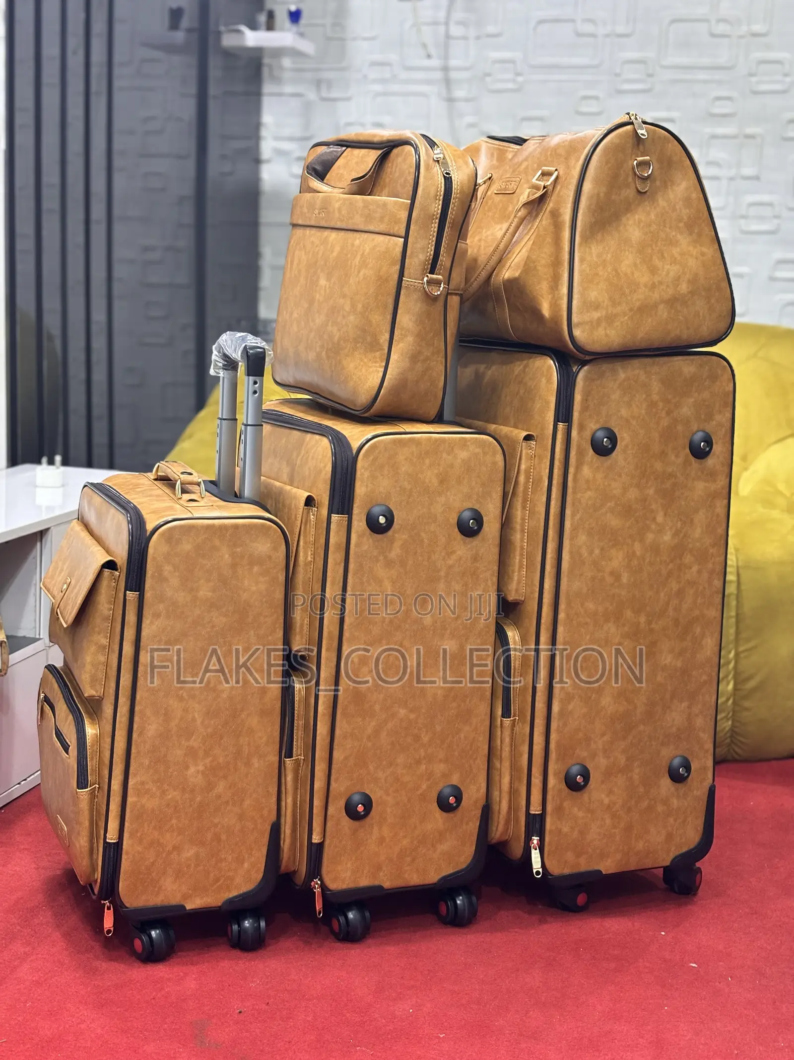Set of 5 Leather Luggage Box