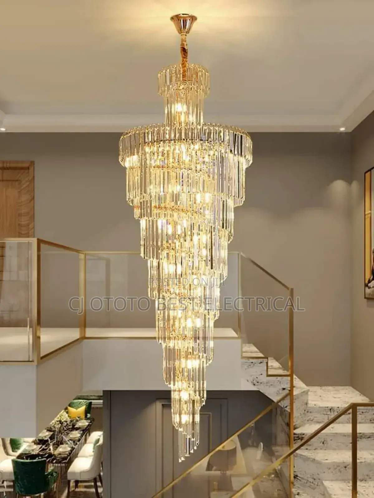 Big Crystal Luxury Chandelier Staircase Light Available Now