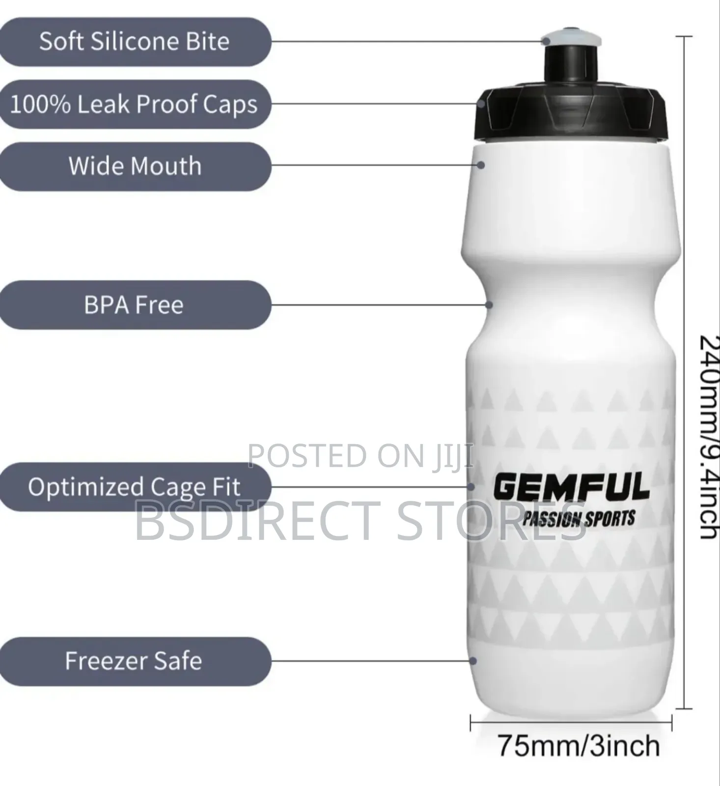 GEMFUL Biking Sports Water Bottles BPA Free Squeeze 2 Pack