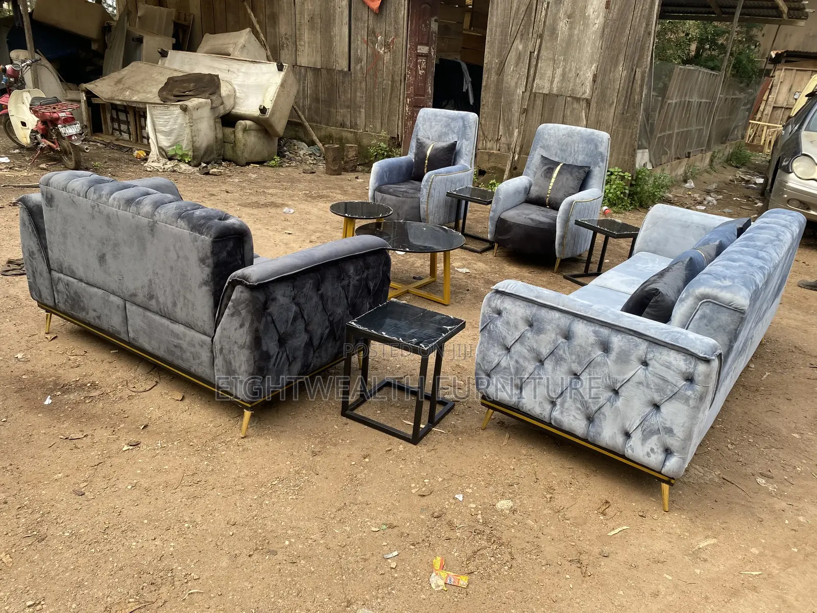 Full Set of Sofa and Center Table With 3side Stool