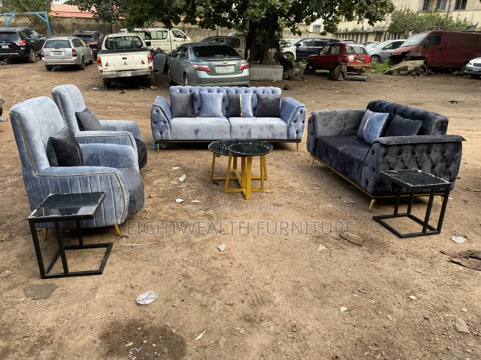 Full Set of Sofa and Center Table With 3side Stool