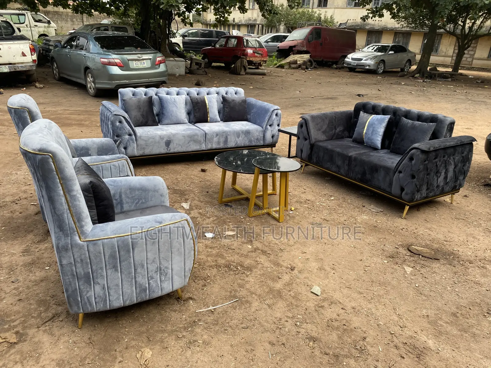 Full Set of Sofa and Center Table With 3side Stool