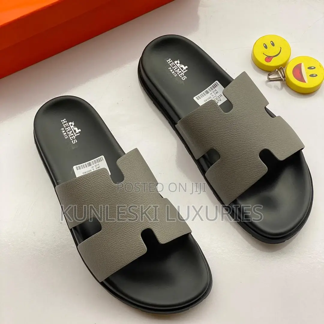Original Hermes Men Leather Slippers