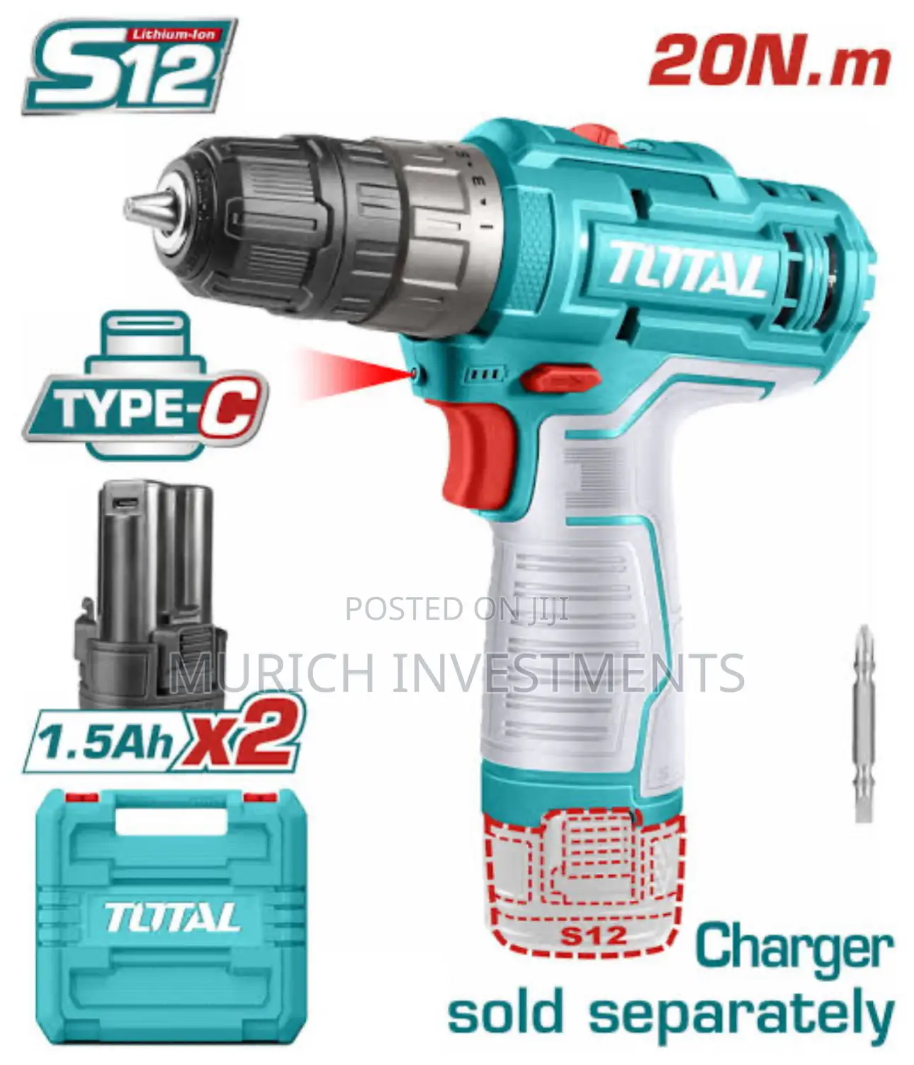 MR LIGHT TOTAL 12V Li-ion Cordless Drill With Extra Battery