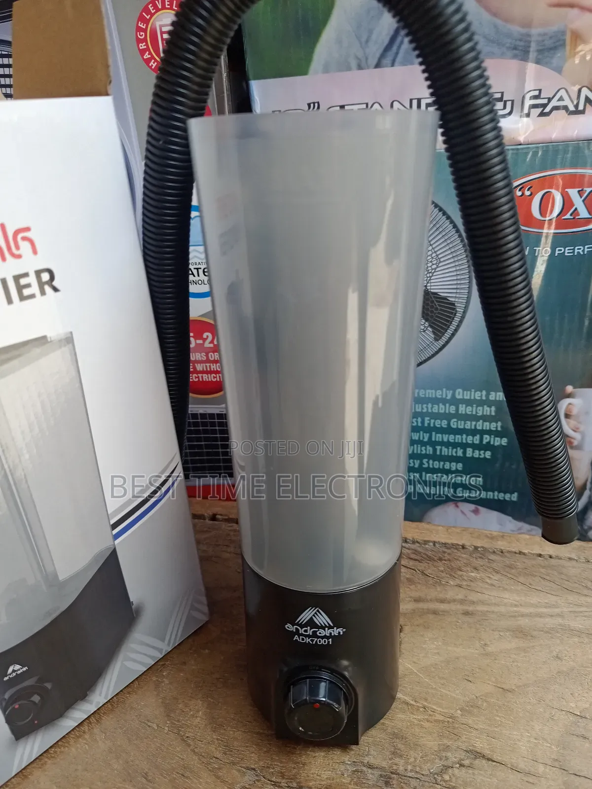 16" Andrakk 5 in 1 Rechargeable Fan, Humidifier and Solar