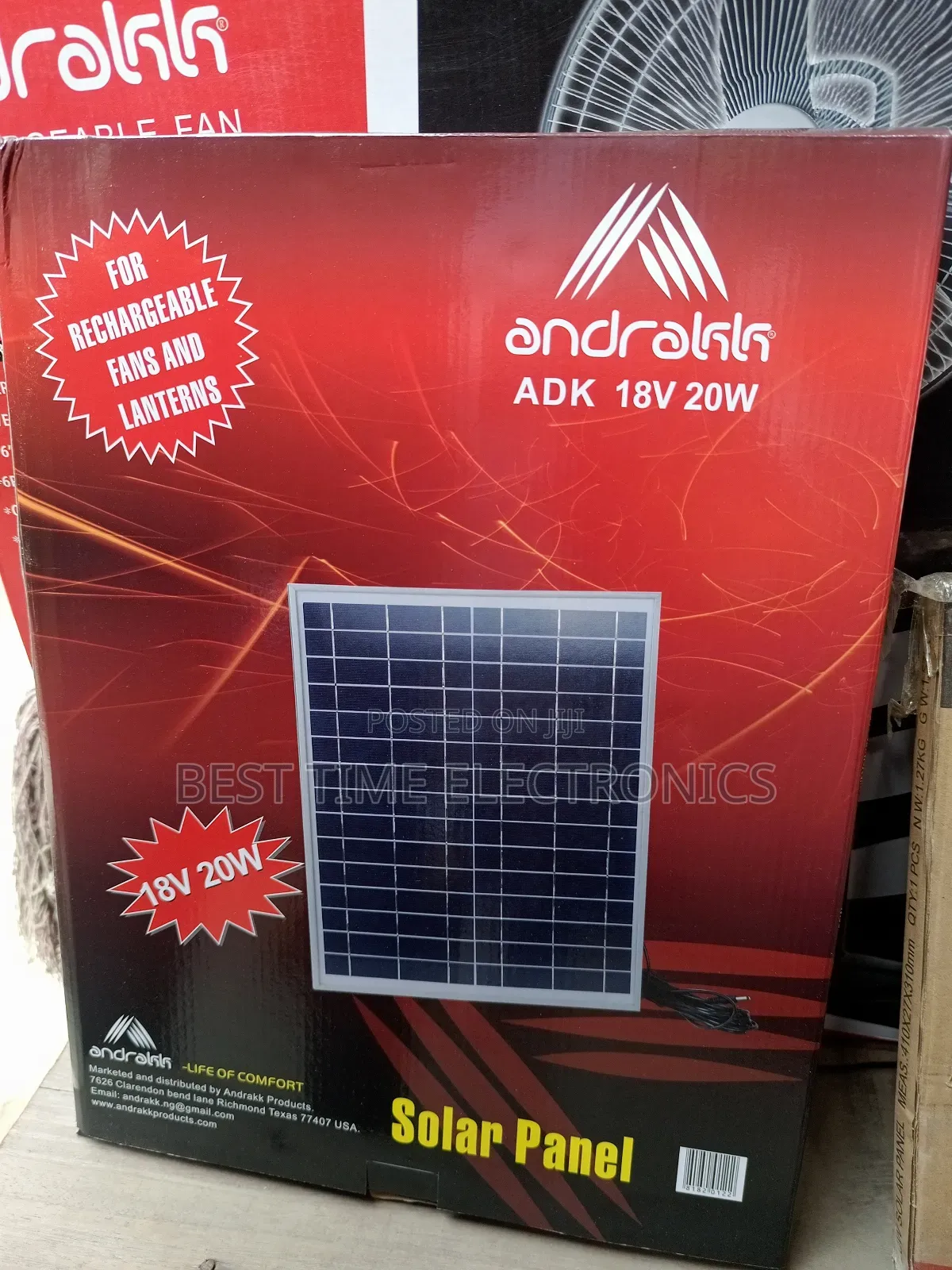 16" Andrakk 5 in 1 Rechargeable Fan, Humidifier and Solar