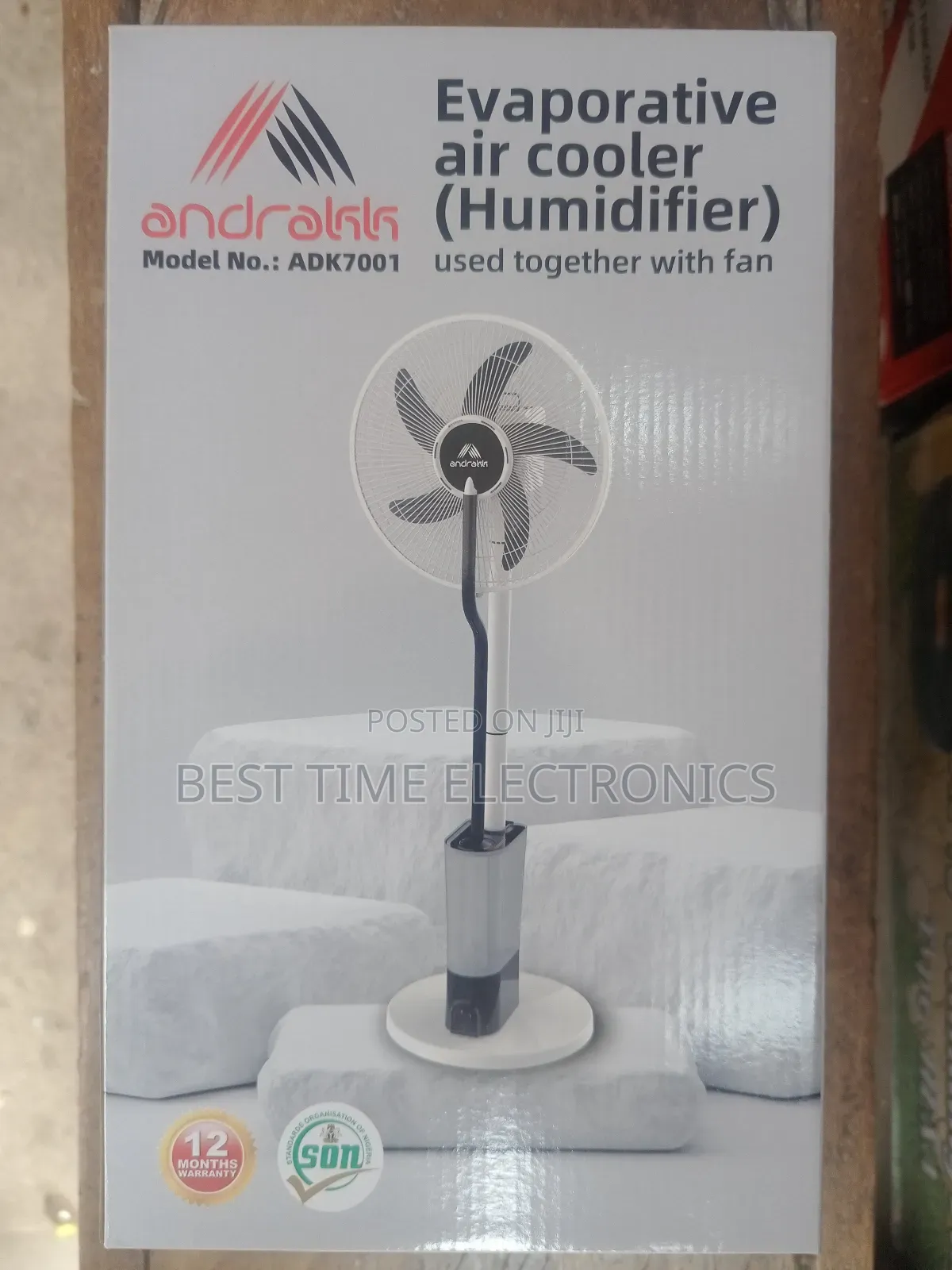 16" Andrakk 5 in 1 Rechargeable Fan, Humidifier and Solar