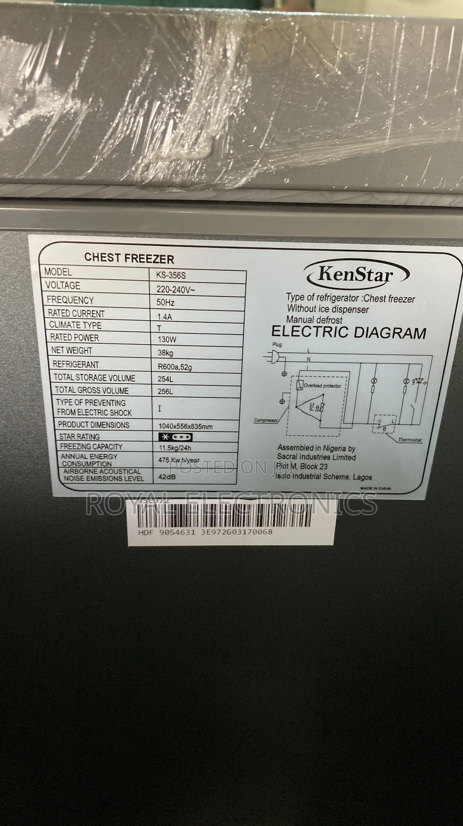 Panasonic Kenstar Chest Freezer 256L KS-356S