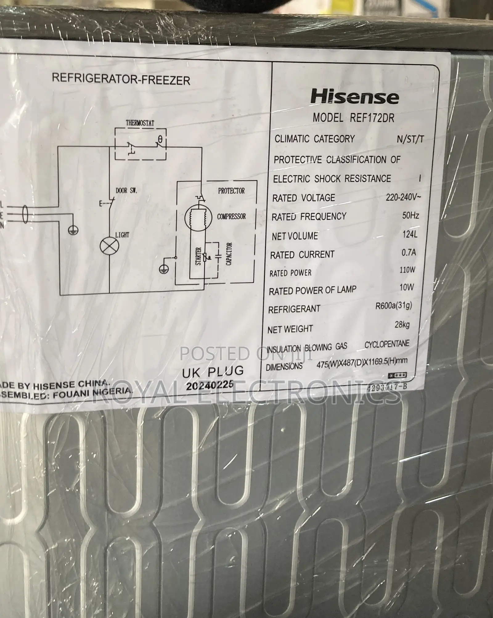 Imported Hisense Refrigerator-freezer 124L REF172DR