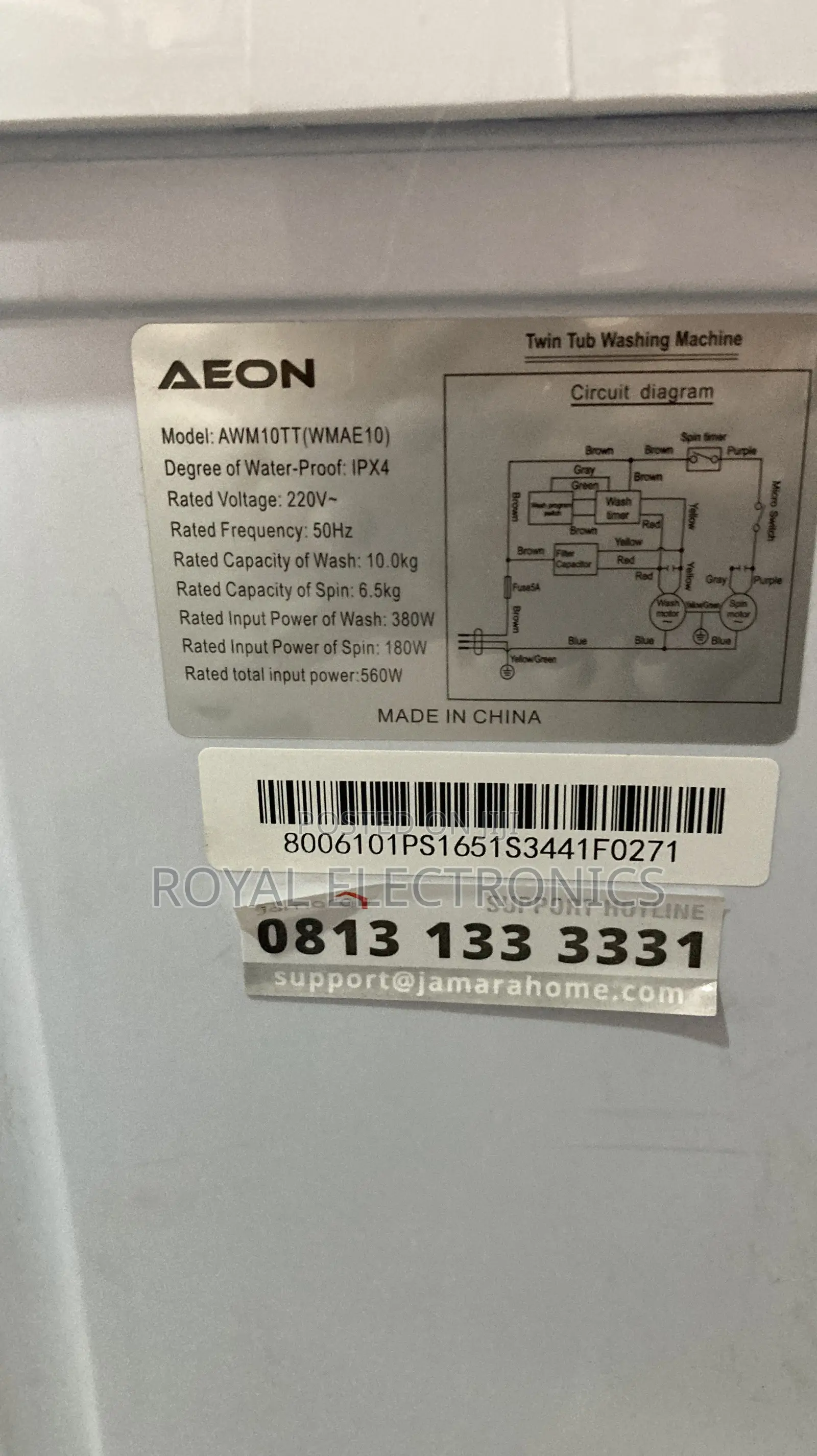 Big Noise Free AEON Twin Tub Washing Machine 10kg AWM10TT