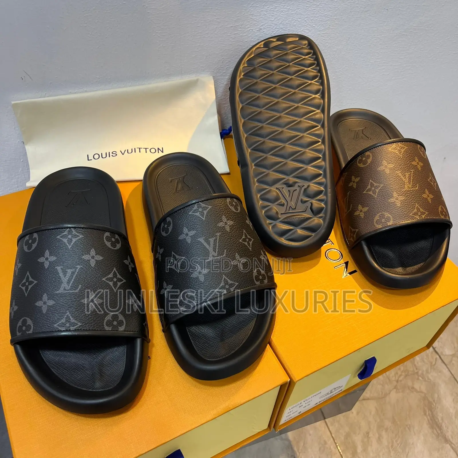 Original Louis Vuitton Leather Slides