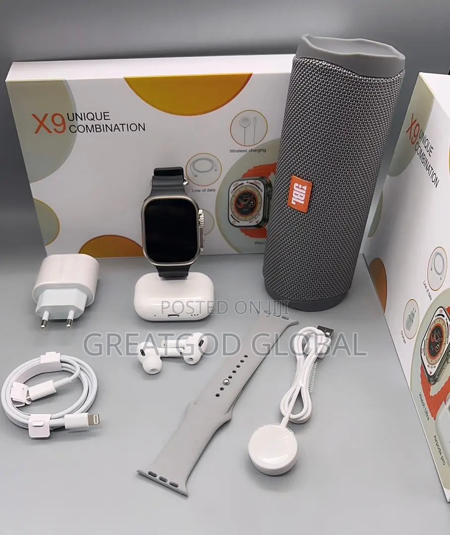JBL FLIP 6 Speaker {Replica} + Ultra 8 Smartwatch + Airpod