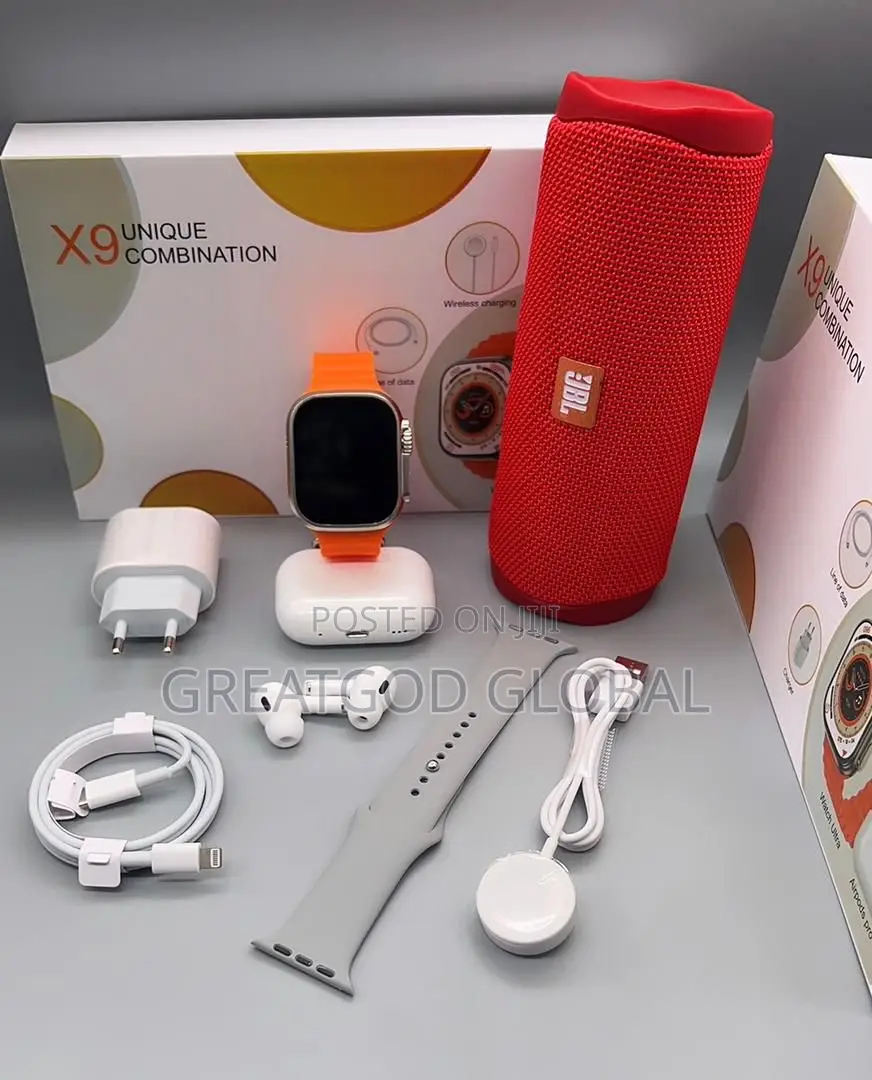 JBL FLIP 6 Speaker {Replica} + Ultra 8 Smartwatch + Airpod