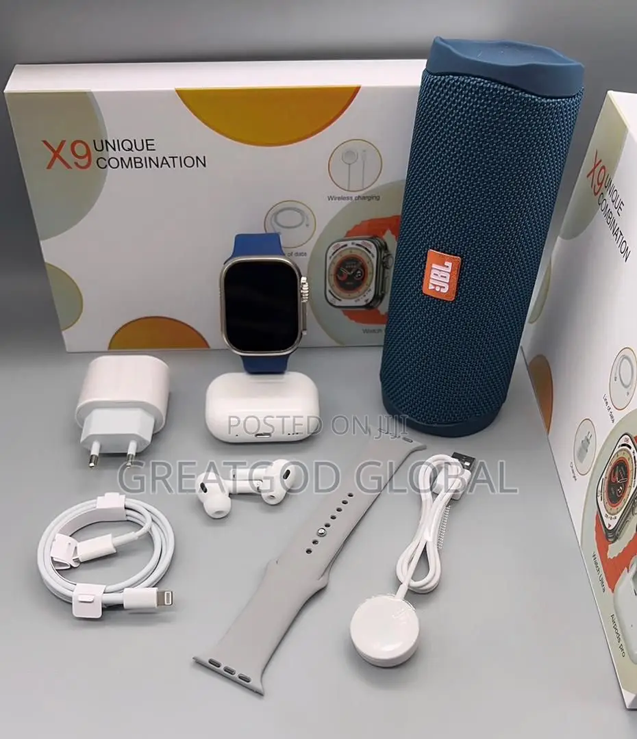 JBL FLIP 6 Speaker {Replica} + Ultra 8 Smartwatch + Airpod