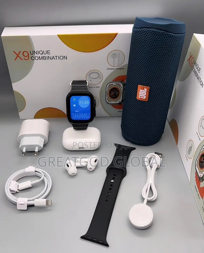 JBL FLIP 6 Speaker {Replica} + Ultra 8 Smartwatch + Airpod