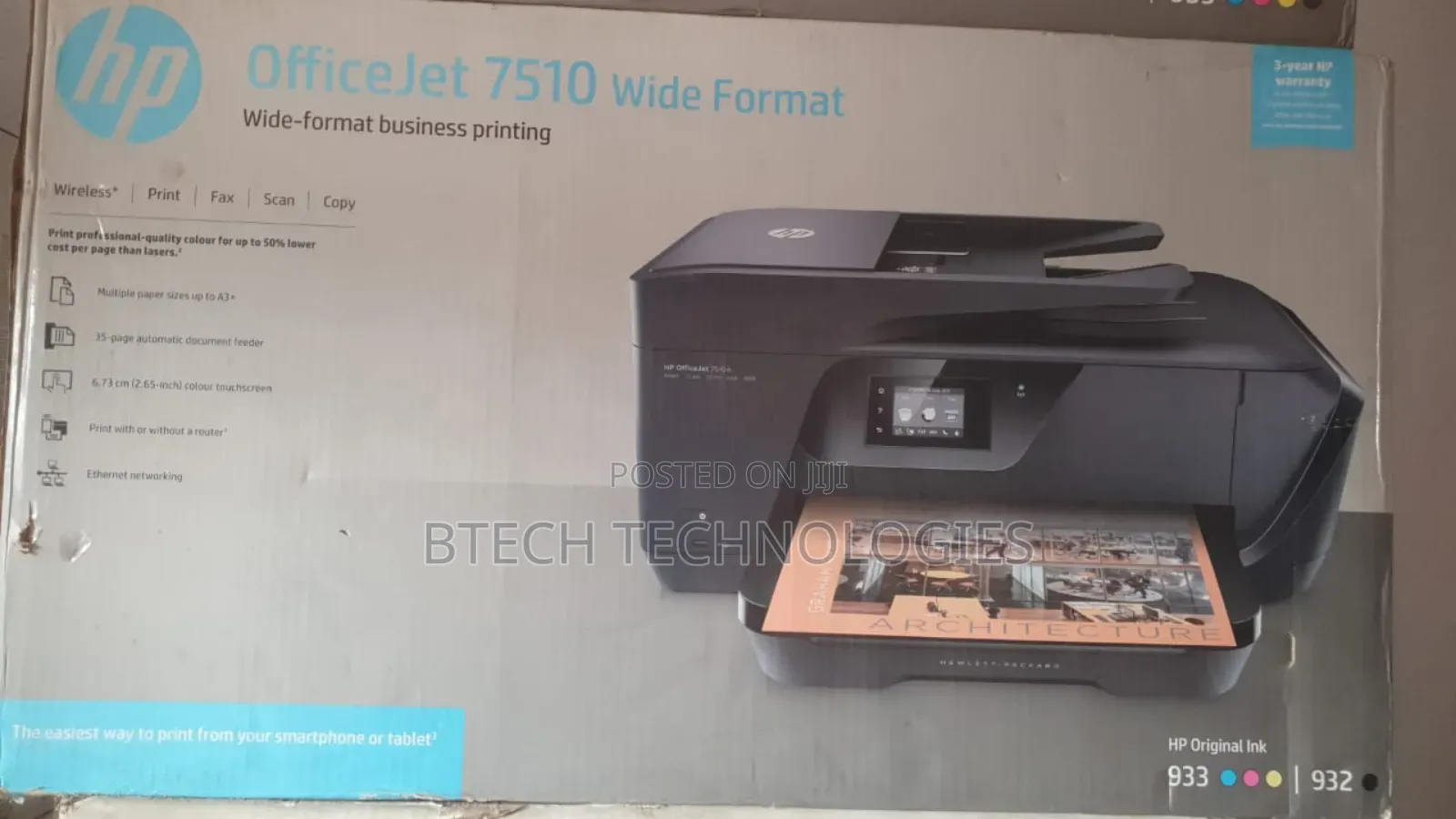 Hp Officejet 7510 Wide Format Printer With Extra Set of Ink
